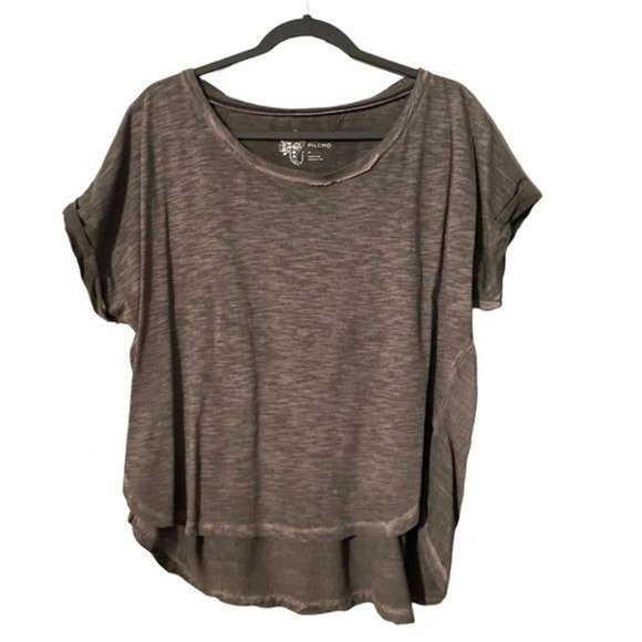 Anthropologie Pilcro Womens Washed Tee Gray Distressed Size Medium Grunge - Picture 2 of 10
